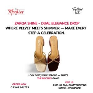 Zarqa Shine velvet shimmer heels by The Mochies Shoes - dual texture wedding footwear with Celebration Comfort™ sole
